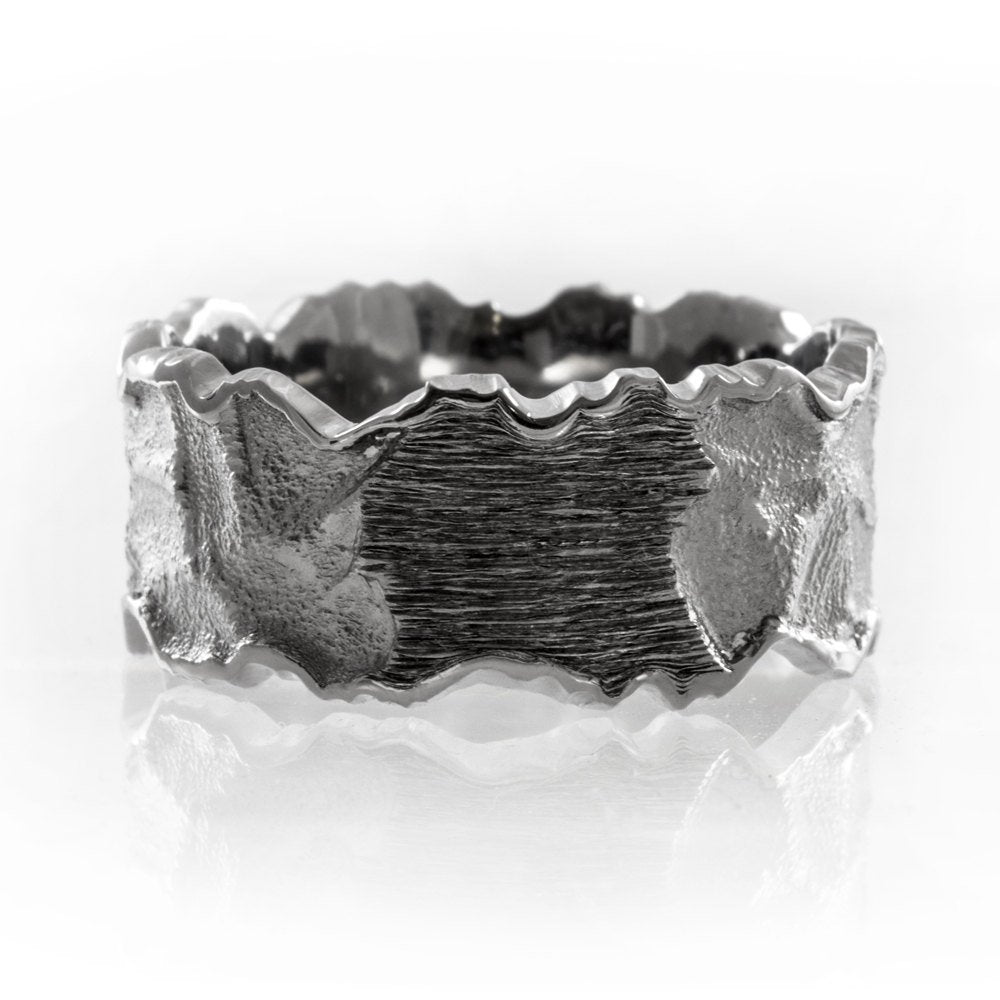 Men's rugged wedding band, men's 11mm wide wedding band, men's alternative wedding band, men's forged wedding ring, rustic wedding band