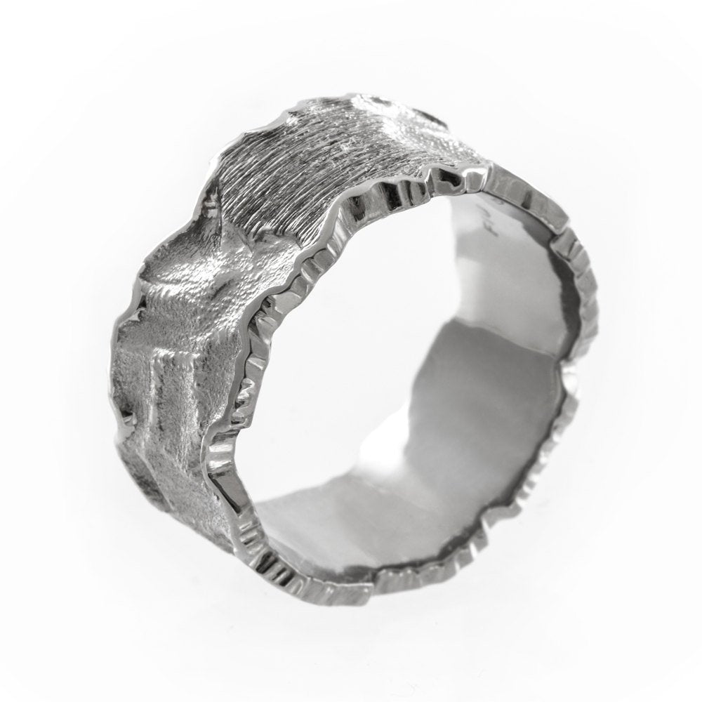 Men's rugged wedding band, men's 11mm wide wedding band, men's alternative wedding band, men's forged wedding ring, rustic wedding band