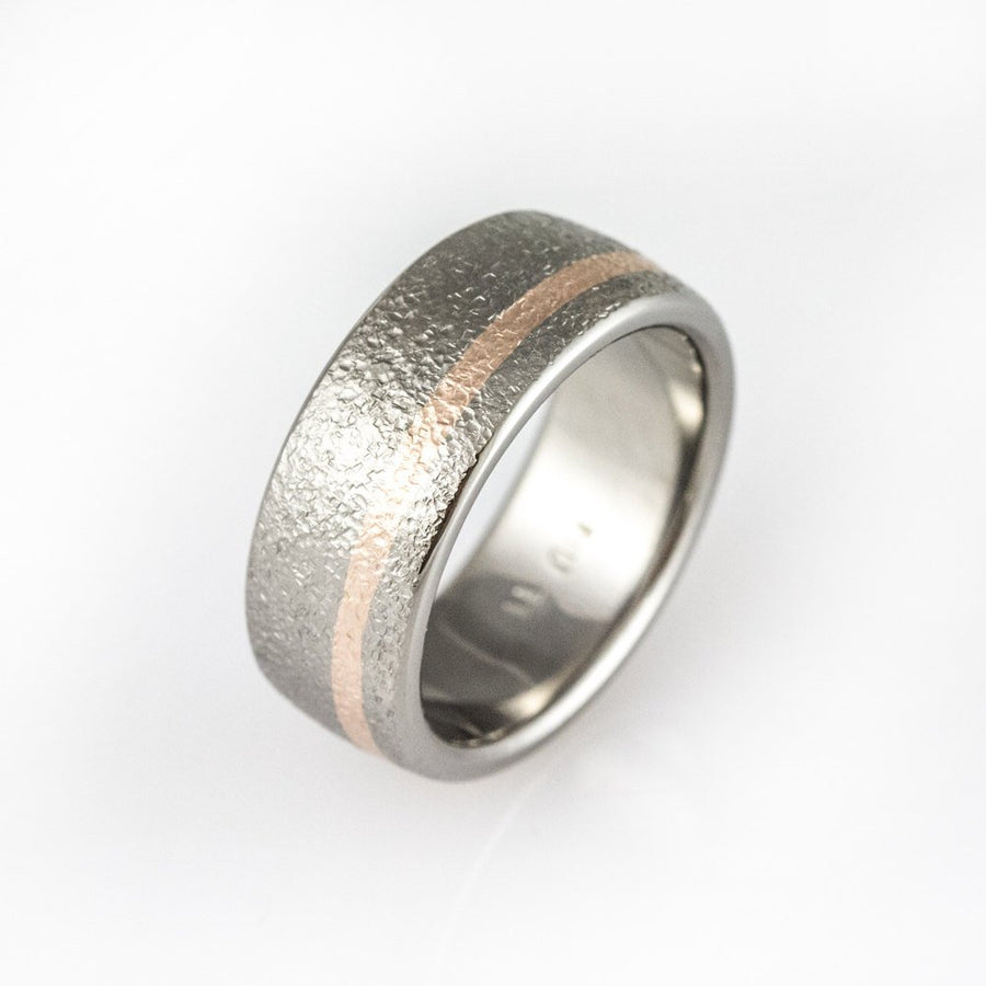 Mens wedding band, two tone unisex wedding band, simple wedding ring, titanium ring, rose gold, red gold, ring for him and her