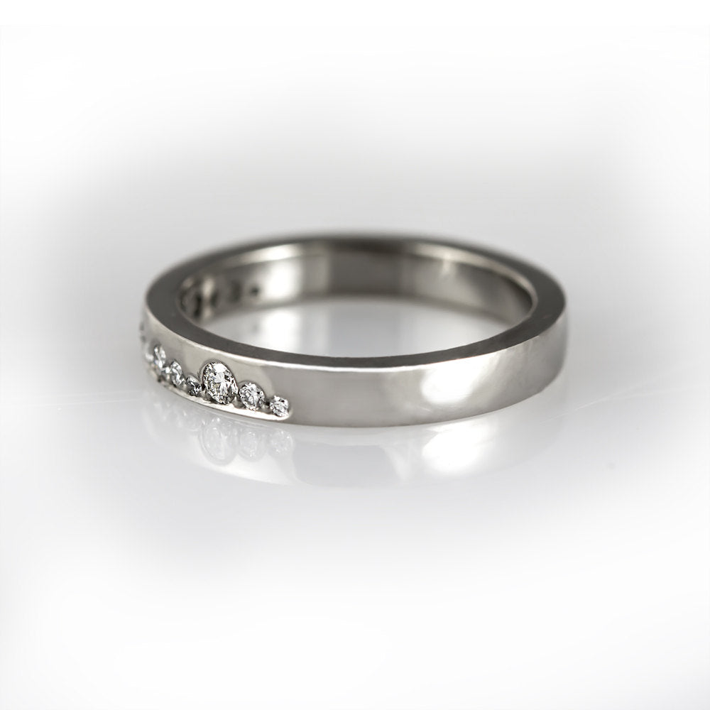 Unique wedding band with diamonds, alternative half eternity ring, contemporary and modern wedding ring, unique engagement ring, lace ring