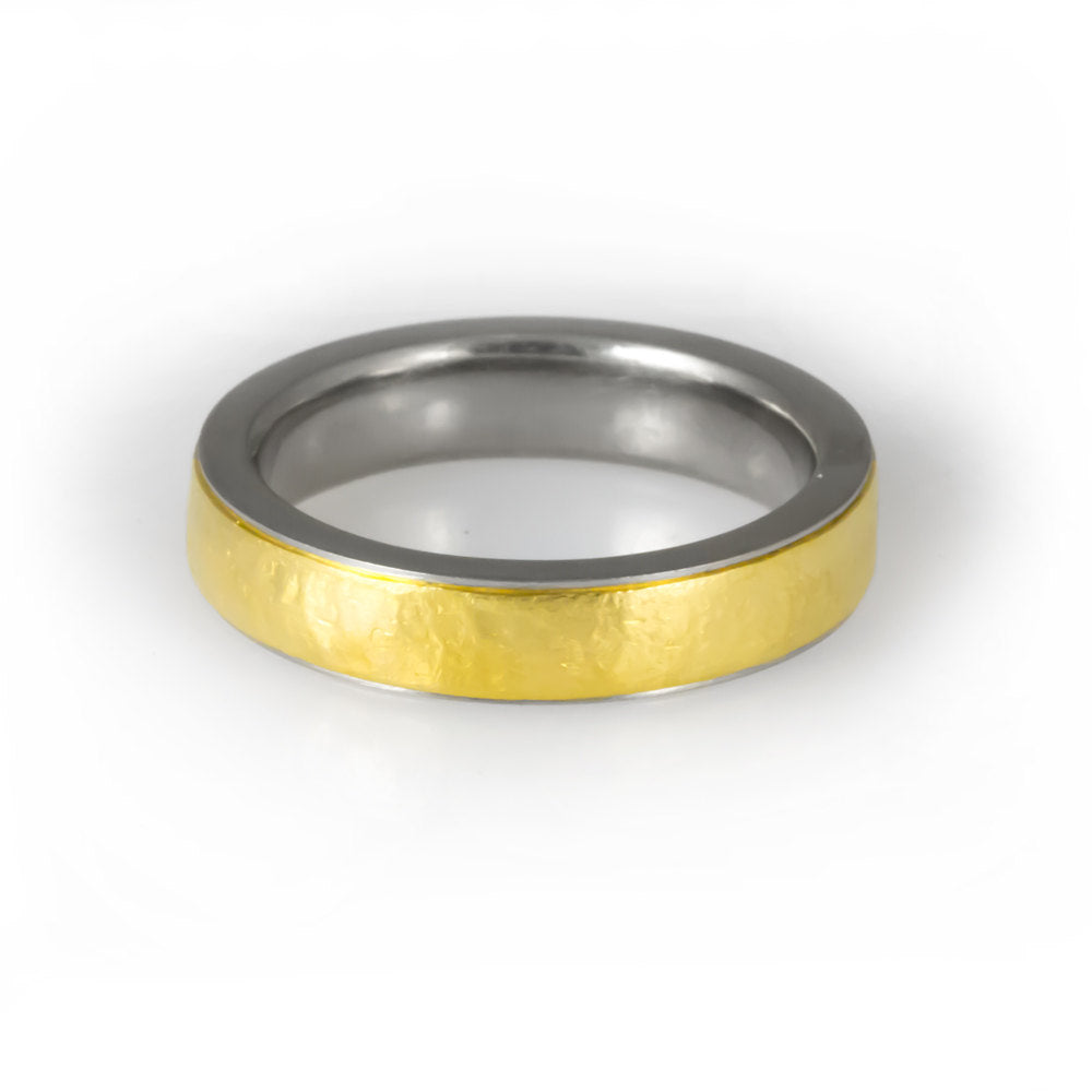 Best Ring for Him, His Gold Wedding, Cool Men&#39;s Gold Band, Titanium Gold Ring, Gold Ring for Him, Men&#39;s Wedding Band with Gold and Titanium