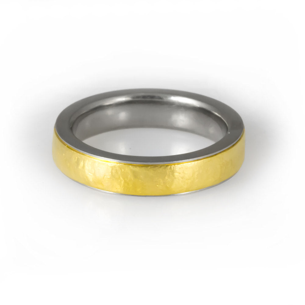 Best Ring for Him, His Gold Wedding, Cool Men's Gold Band, Titanium Gold Ring, Gold Ring for Him, Men's Wedding Band with Gold and Titanium